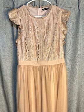 Simplee Plus Blush Pink Lace & Tulle Cocktail Dress - Size 1XL